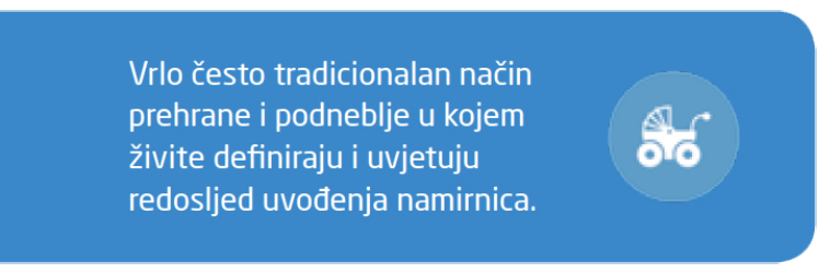 Redoslijed uvođenja namirnica u dohranu djeteta